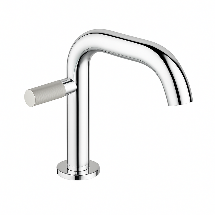 AGRIPPINA SIDE HANDLE LAV FAUCET CHROME WITH GOLD HANDLE – FORTIS