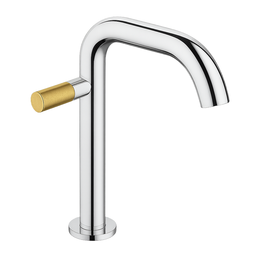 AGRIPPINA SIDE HANDLE MEDIUM LAV FAUCET CHROME WITH GOLD HANDLE