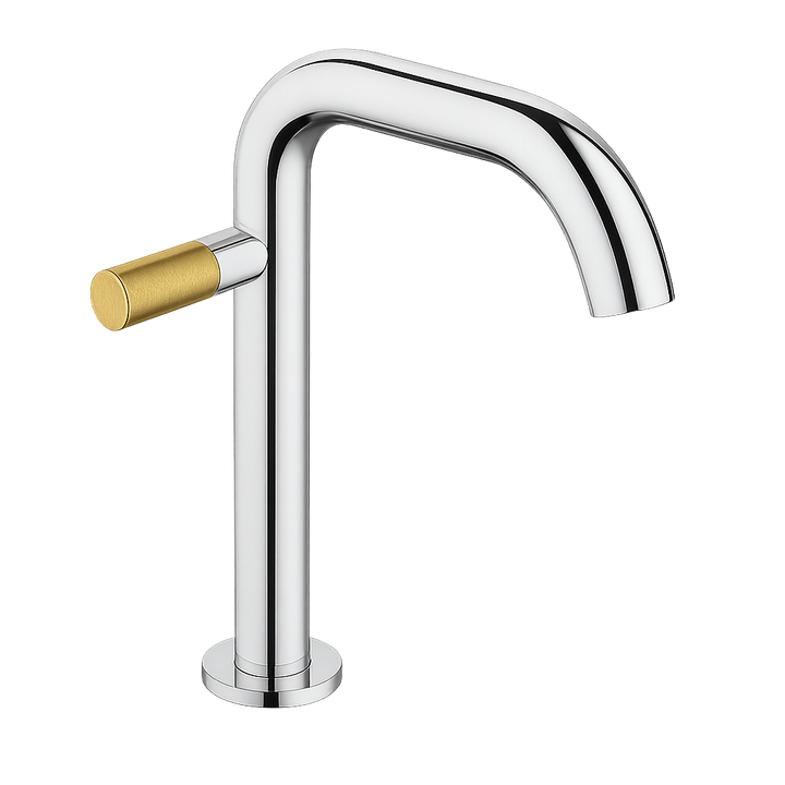 AGRIPPINA SIDE HANDLE MEDIUM LAV FAUCET CHROME WITH GOLD HANDLE